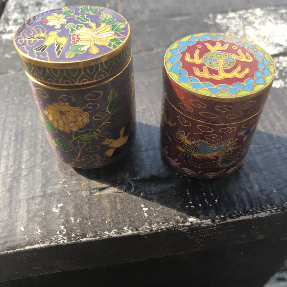 Antique cloisonné pill boxes